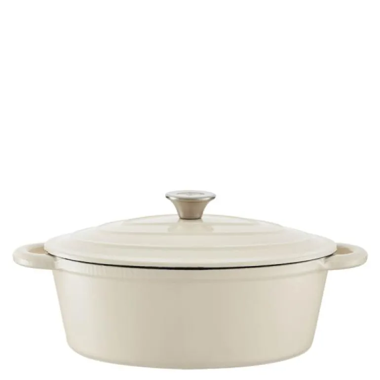 Oval støpejernsgryte 29 cm 3L krem