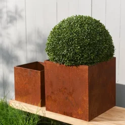 Plantkasse kube 3 stk 24/21/18 cm rust