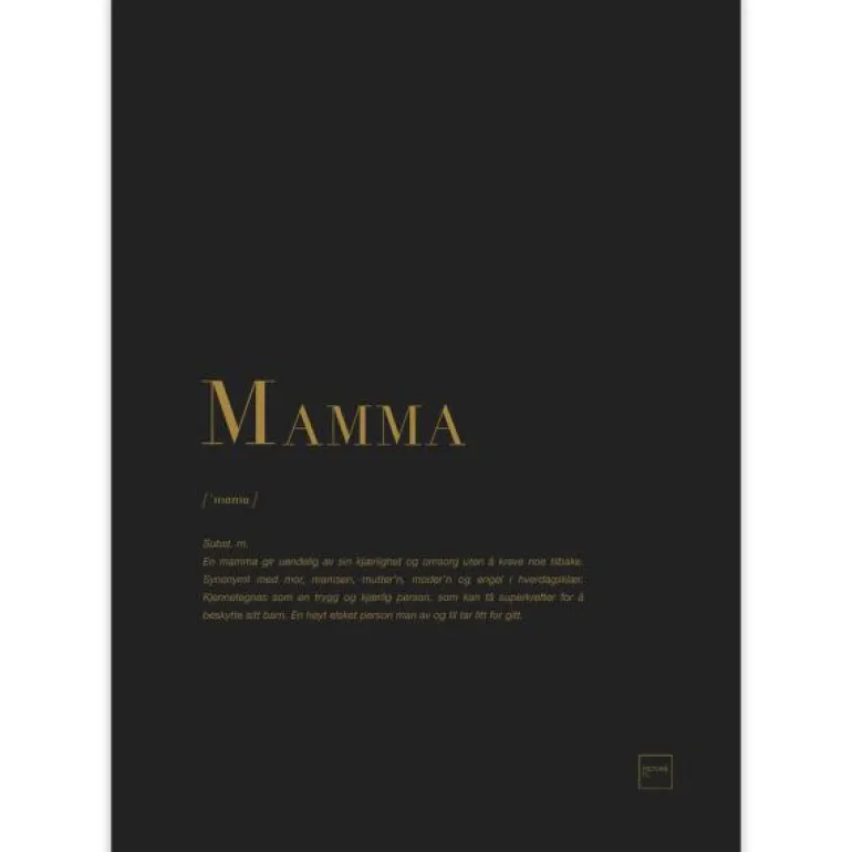 Poster mamma 30x40 cm svart