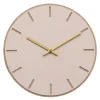 Powder veggklokke 28 cm rosa linoleum m/gull viser