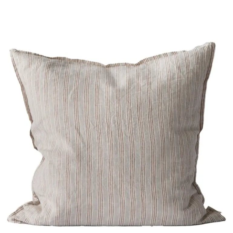 Putetrekk lin 50x50 cm hazelnut stripe