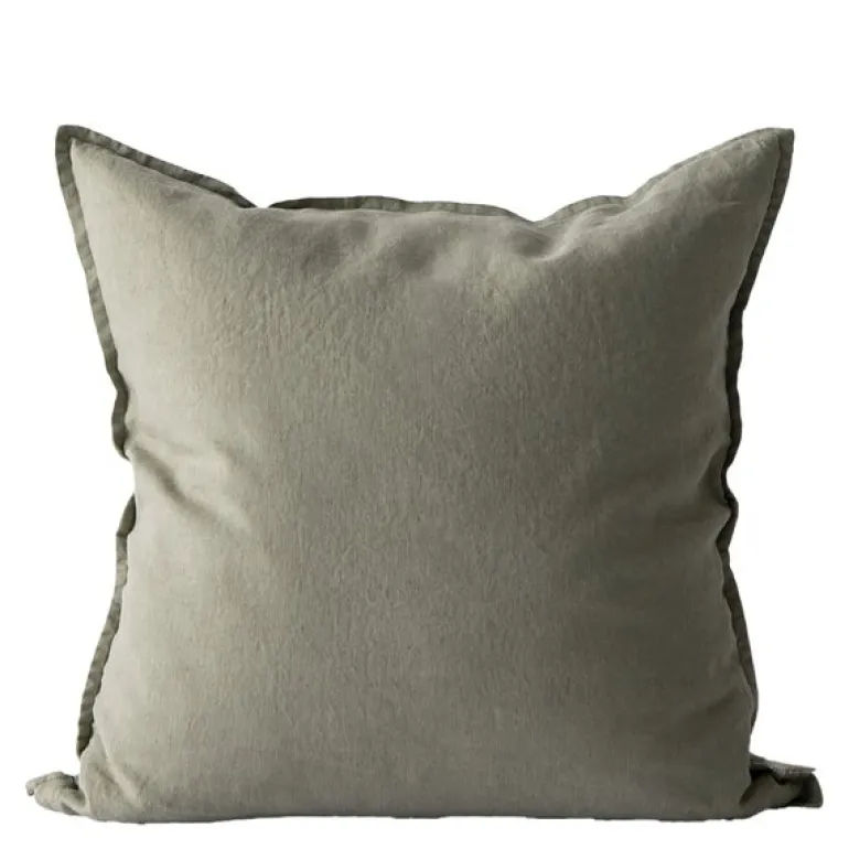 Putetrekk lin 50x50 cm olive