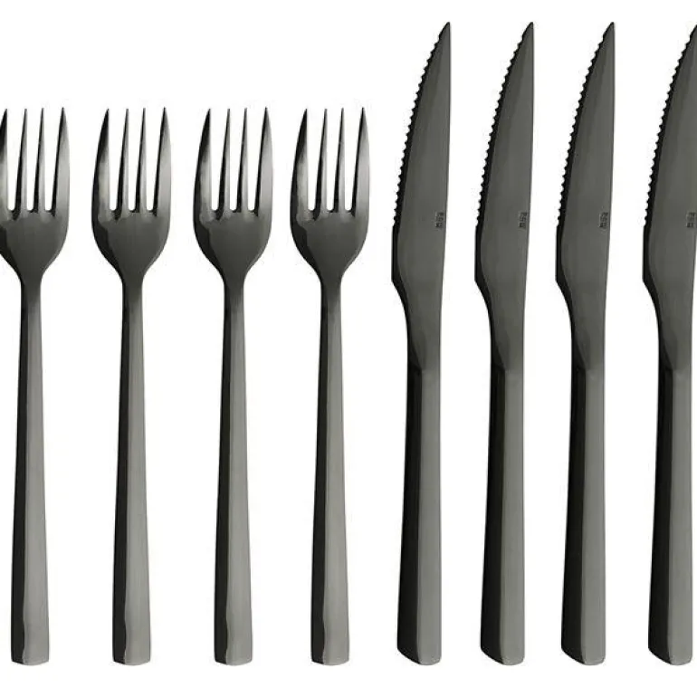 RAW bestikksett steak 8 deler svart