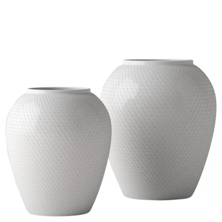 Rhombe vase 25 cm hvit porselen