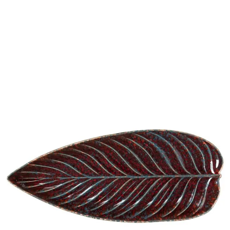 Riviera serveringsfat løv 40x17 cm granat/svart