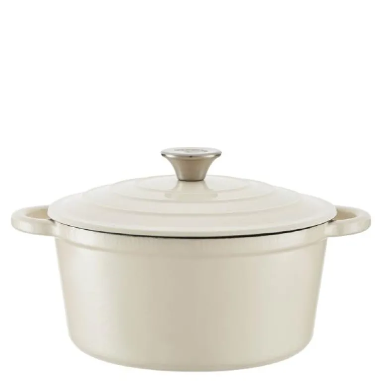 Rund støpejernsgryte 24 cm 4L krem