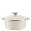 Rund støpejernsgryte 20 cm 2L krem