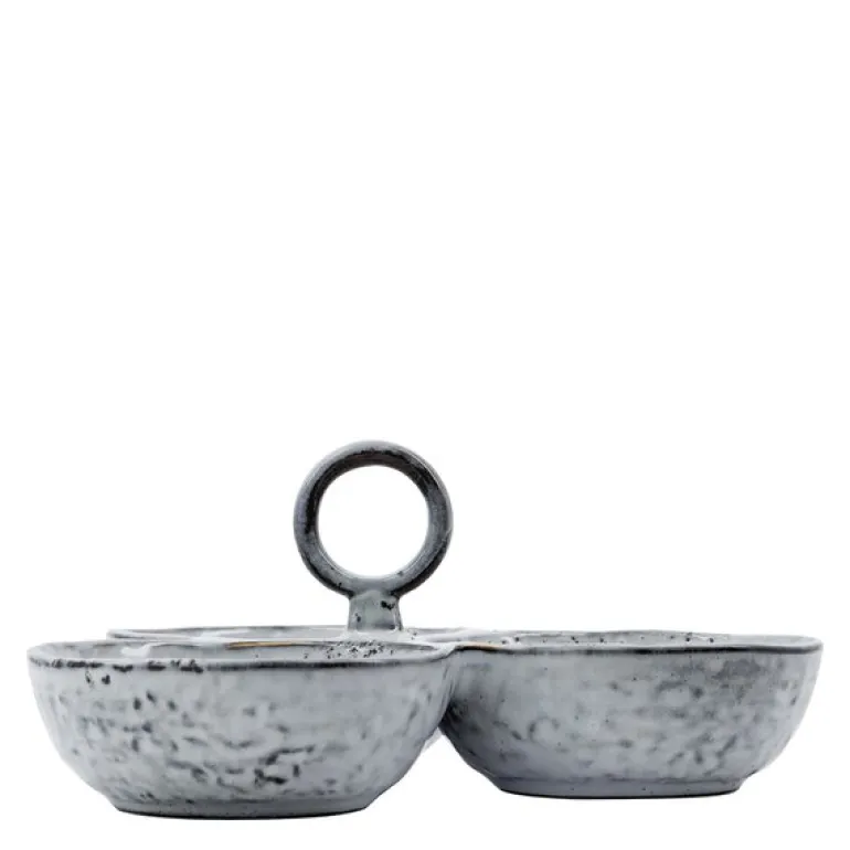Rustic serveringsbolle 20 cm grå/blå