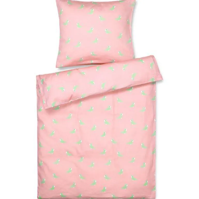 Sangfugl sengetøy 70x100 baby rosa