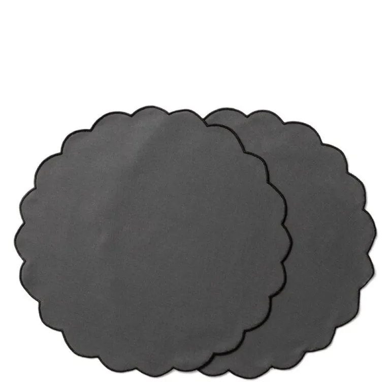 Scallopped bordbrikke 2 stk 36 cm grå