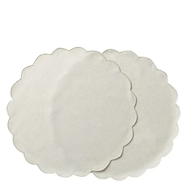 Scallopped dekkebrikke 2 stk 36 cm natur