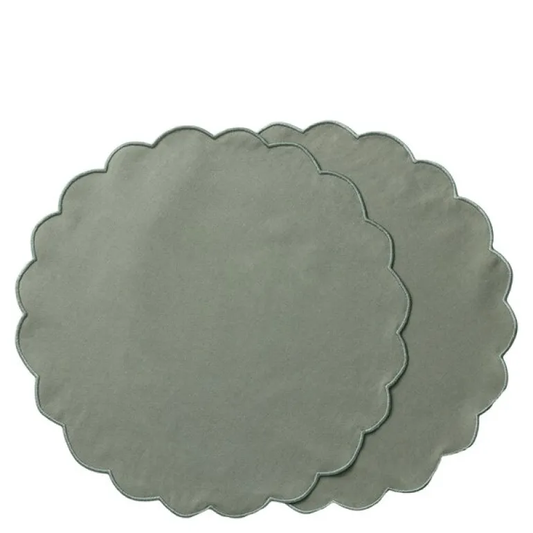 Scallopped dekkebrikke 2 stk 36 cm støvgrønn