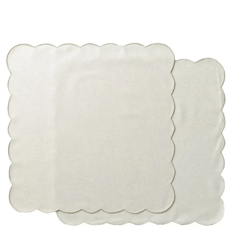 Scallopped tekstilserviett 2 stk 40x40 cm natur
