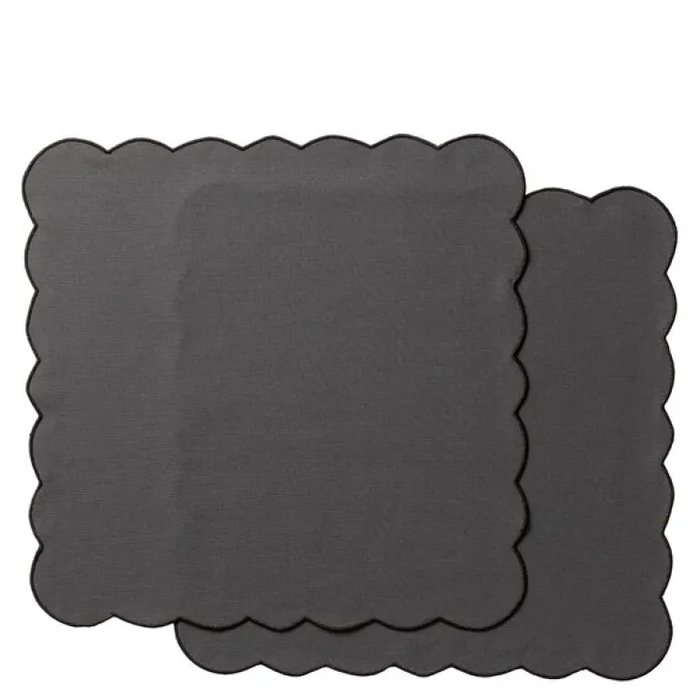 Scallopped tekstilserviett 2 stk 40x40 cm grå