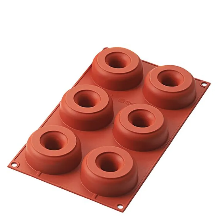 Silikonform smultringer 6 stk 7,5/2,5x2,8 cm