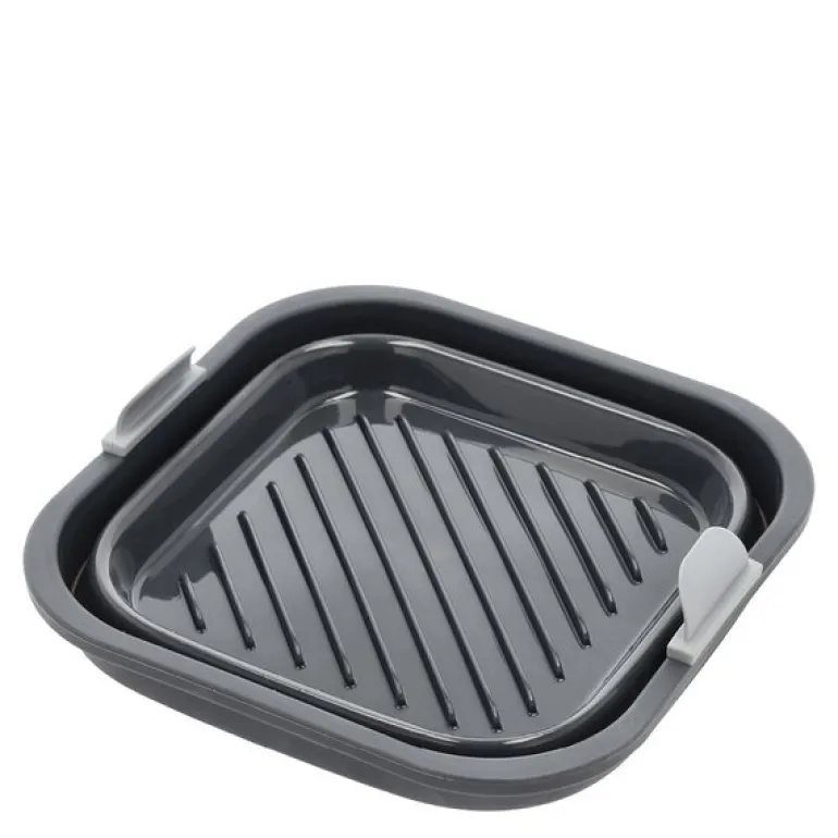 Silikonform til airfryer firkantet 19x19x6 cm grå