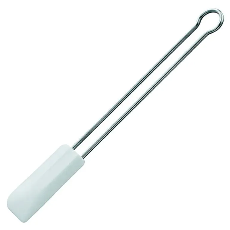 Slikkepott smal L26 cm stål/hvit