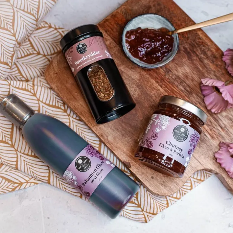 Sommer potetkrydder, chutney og balsamico glaze med fiken 760g