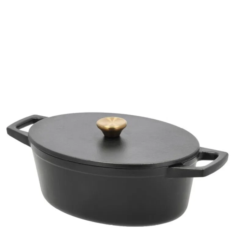 Støpejernsgryte oval 3,8L svart