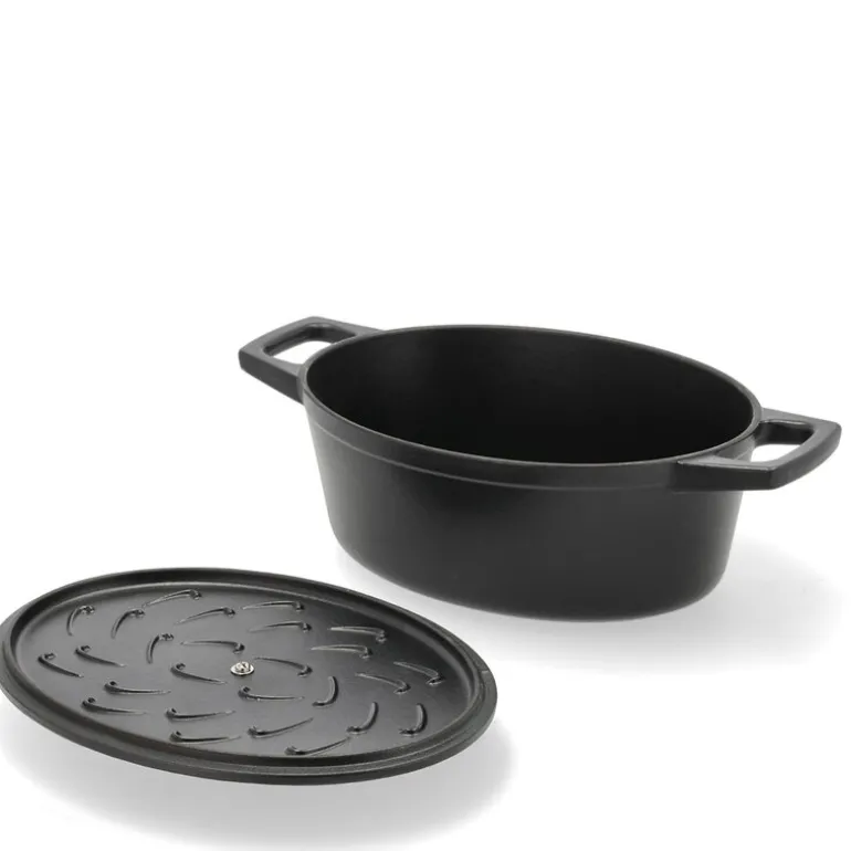 Støpejernsgryte oval 3,8L svart