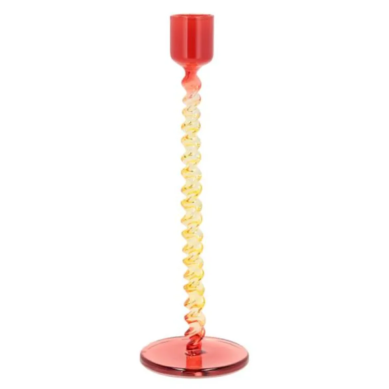 Styles lysestake glass 7,4x20,3 cm gul/rød