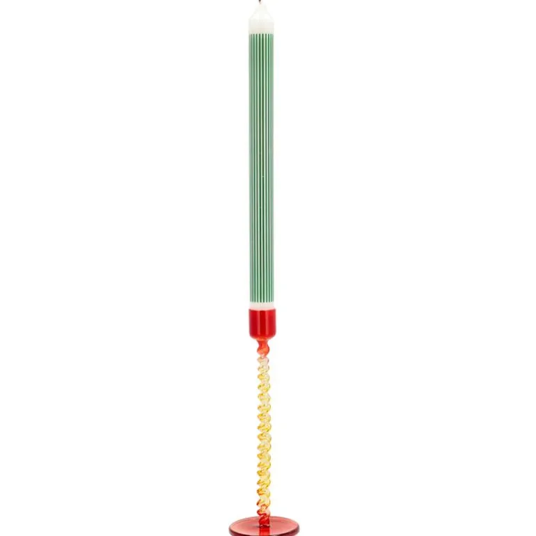 Styles lysestake glass 7,4x20,3 cm gul/rød