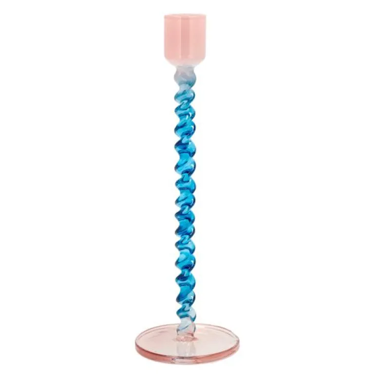 Styles lysestake glass 7,4x20,3 cm blå/rosa