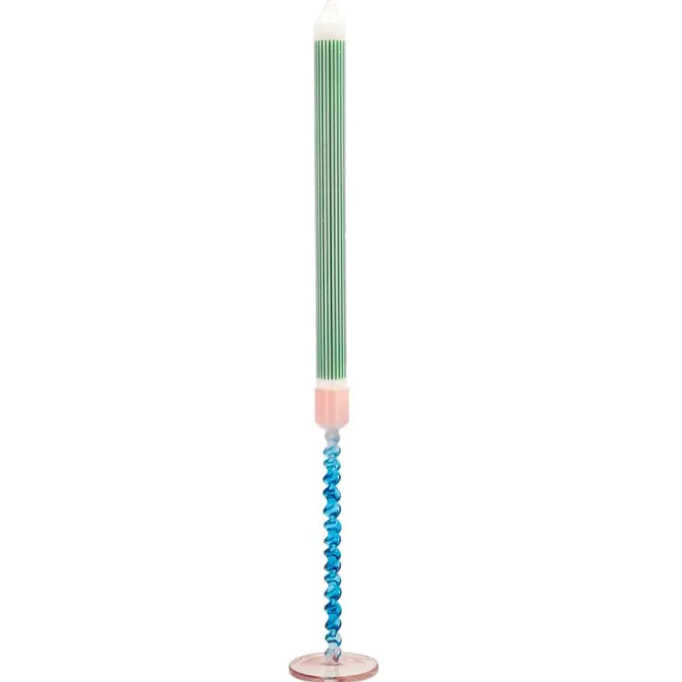 Styles lysestake glass 7,4x20,3 cm blå/rosa