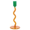 Styles lysestake glass 8,5x19,6 cm grønn/amber