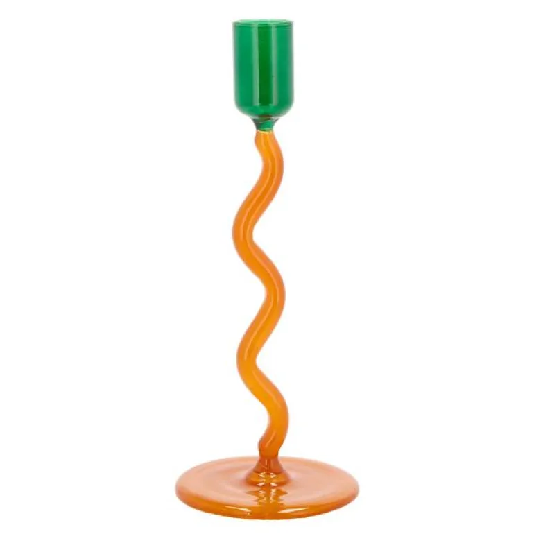 Styles lysestake glass 8,5x19,6 cm grønn/amber