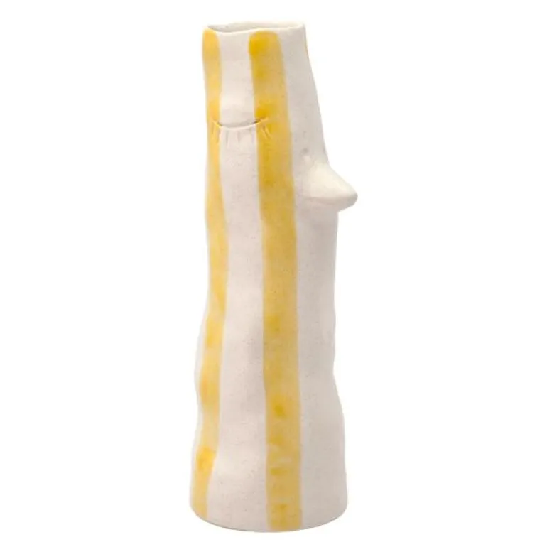 Styles vase m/ nebb og øyevipper 34 cm gul