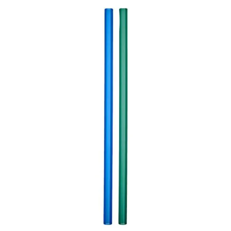 Sugrør 20 cm 2 stk blå/grønn