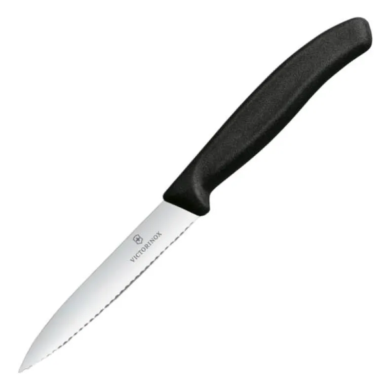 Swiss classic grønnsakskniv bølget 10 cm svart