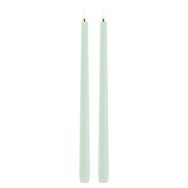 Taper Candles slim LED-kronelys 2,3x32 cm 2 stk dusty green