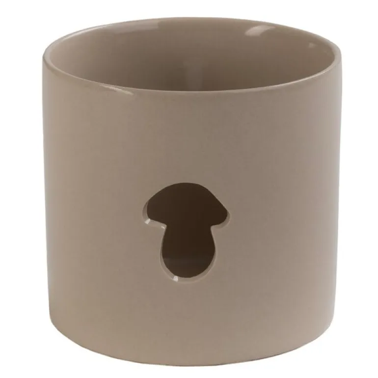 Telysholder sopp medium 8x8 cm beige