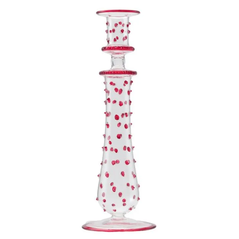 The dots lysestake 26 cm klar/rød