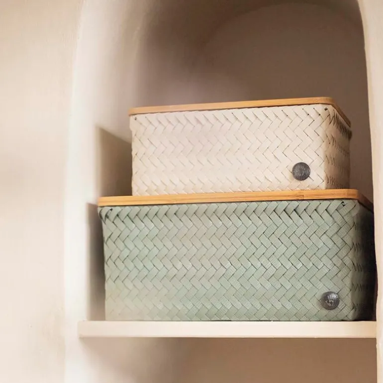 Top Fit stor oppbevaringskurv m/lokk 31x23x15 cm eucalyptus
