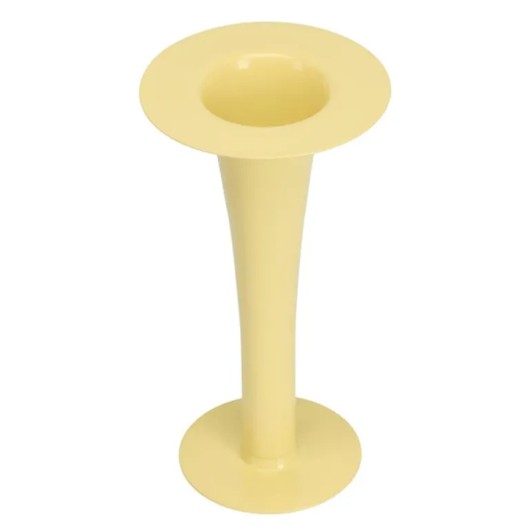 Trumpet vase/lysestake 24 cm gul