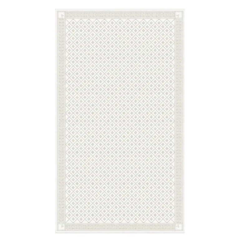 Åttebladrose bordduk 150x260 cm beige