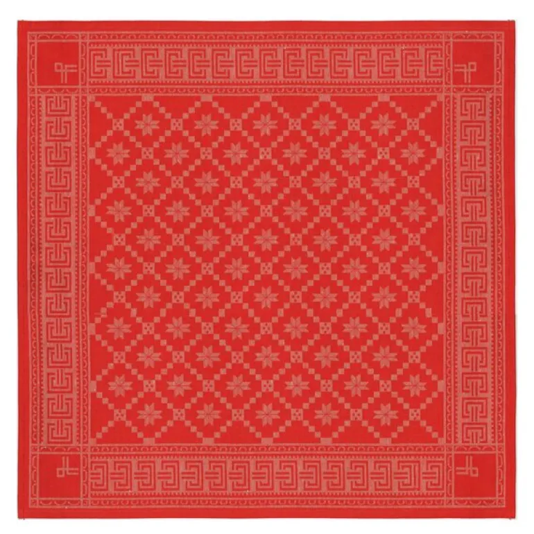 Åttebladrose bordduk 80x80 cm rød
