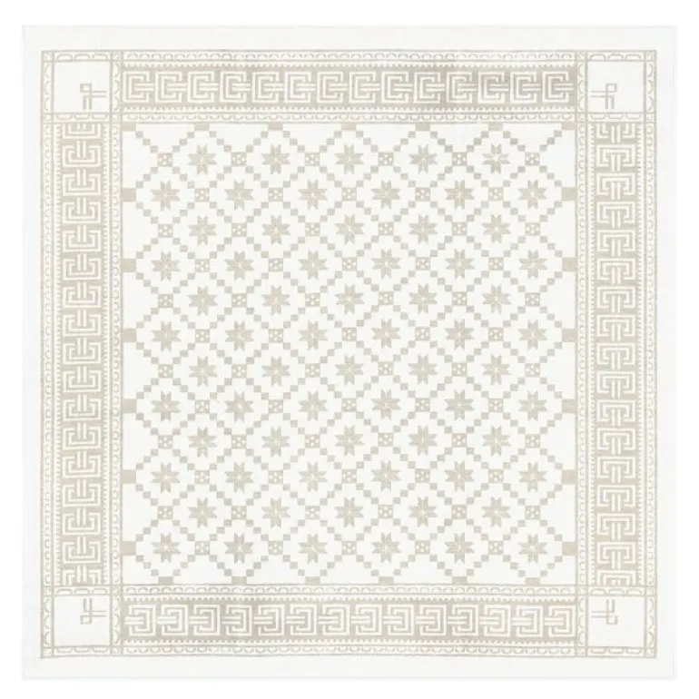 Åttebladrose bordduk 80x80 cm beige