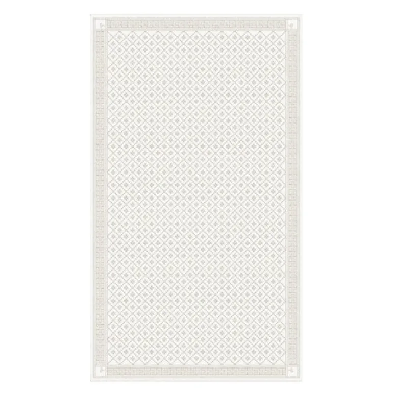 Åttebladrose bordduk 150x200 cm beige