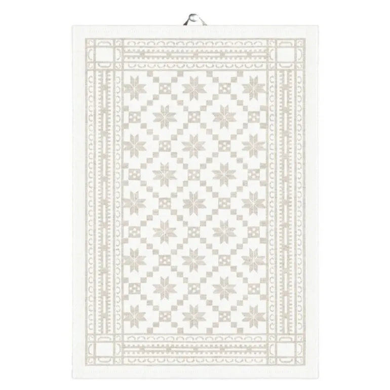 Åttebladrose håndkle 35x50 cm beige