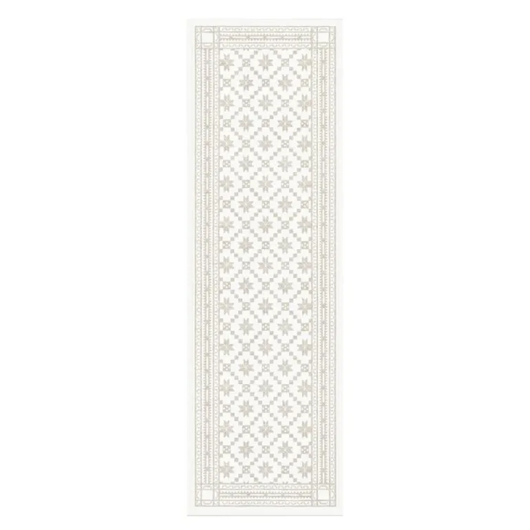 Åttebladrose løper 35x110 cm beige