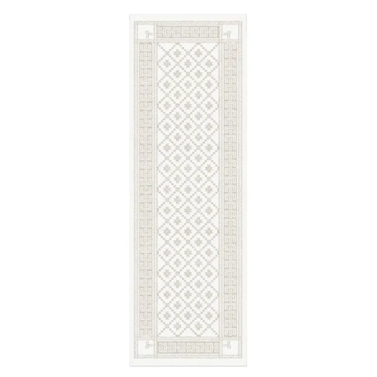 Åttebladrose løper 50x150 cm beige