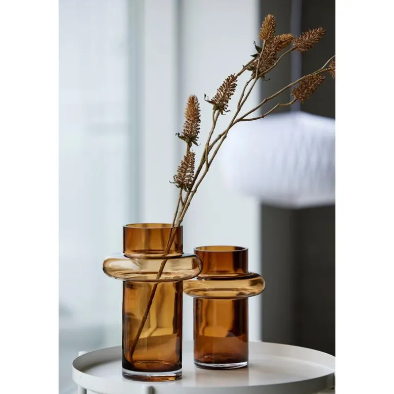 Tube vase 20 cm amber glass