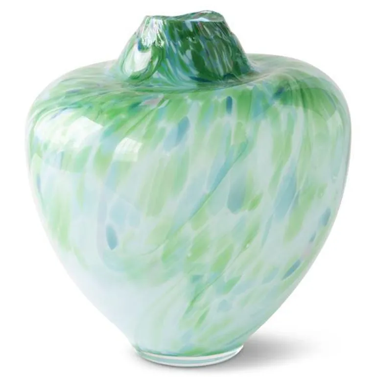 Unik skulptur kunstglass S 31 cm grønn multi