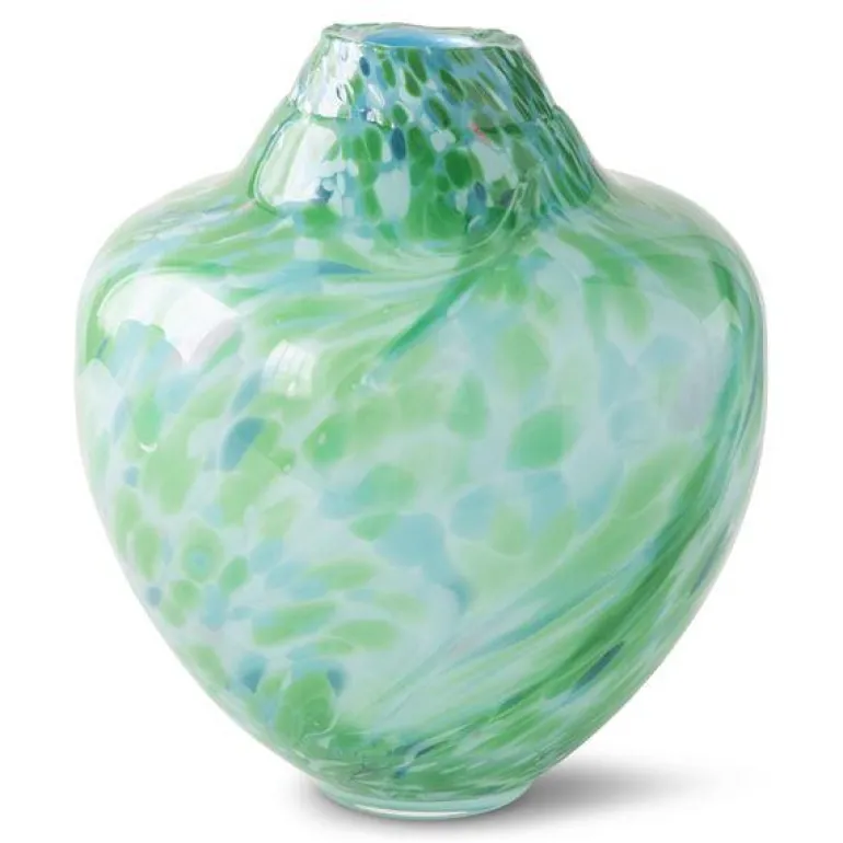 Unik skulptur kunstglass M 24 cm grønn multi