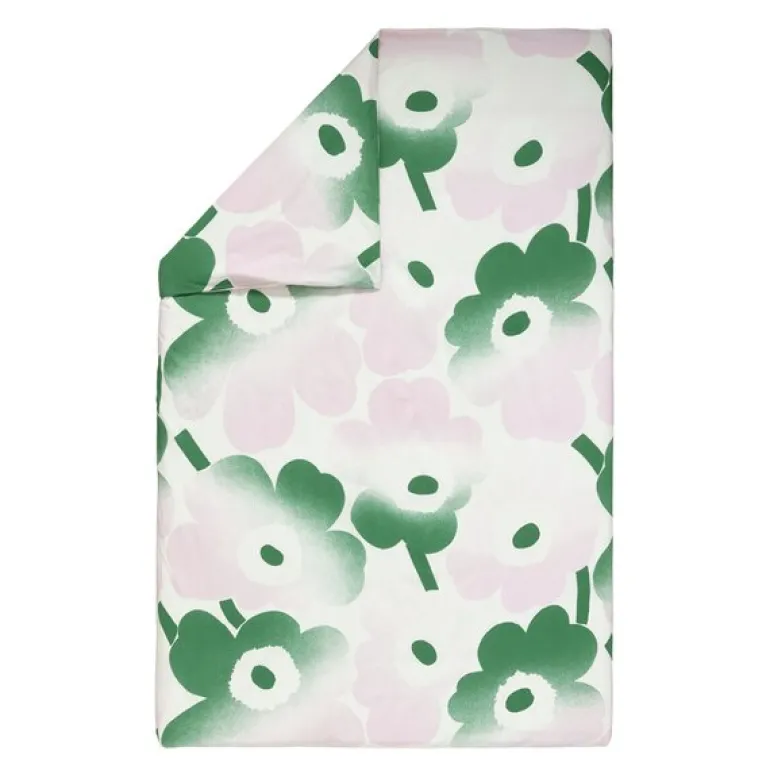 Unikko dynetrekk 135x200 cm hvit/rosa/grønn