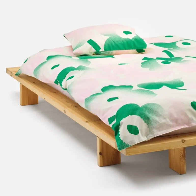 Unikko dynetrekk 135x200 cm hvit/rosa/grønn